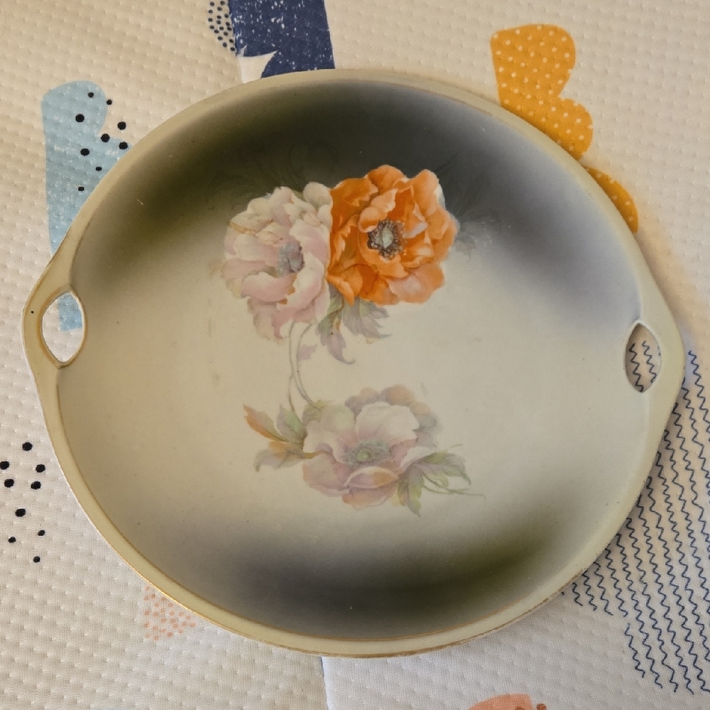 Floral Decorative Plate with Handles